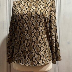Michael Kors Tan and Black Snake Print Blouse